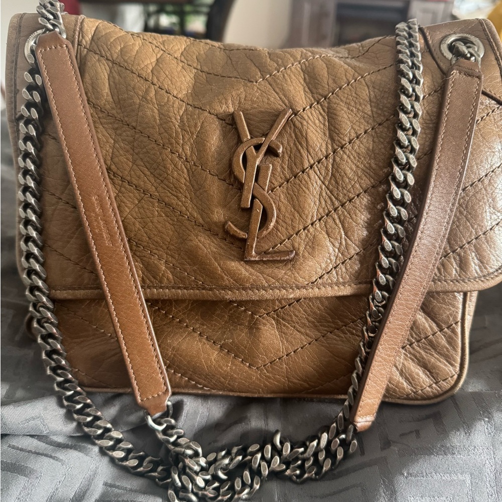 Yves Saint Laurent brown/tan medium shoulder bag